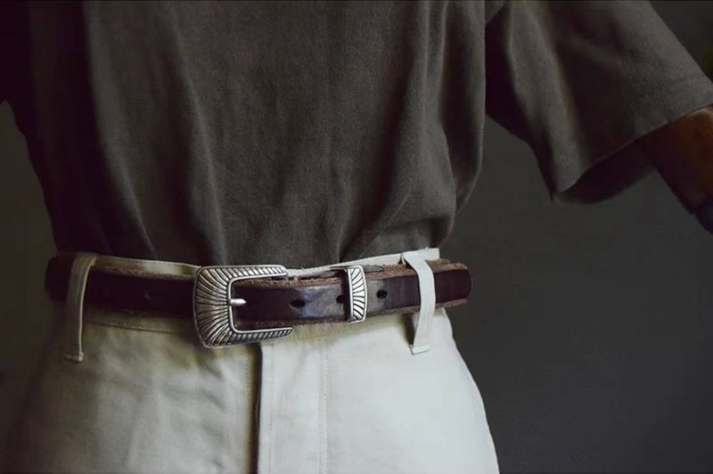 头层牛皮真皮腰带 手工复古女士皮带 百搭牛仔裤 - 皮带/腰带 - 真皮 咖啡色