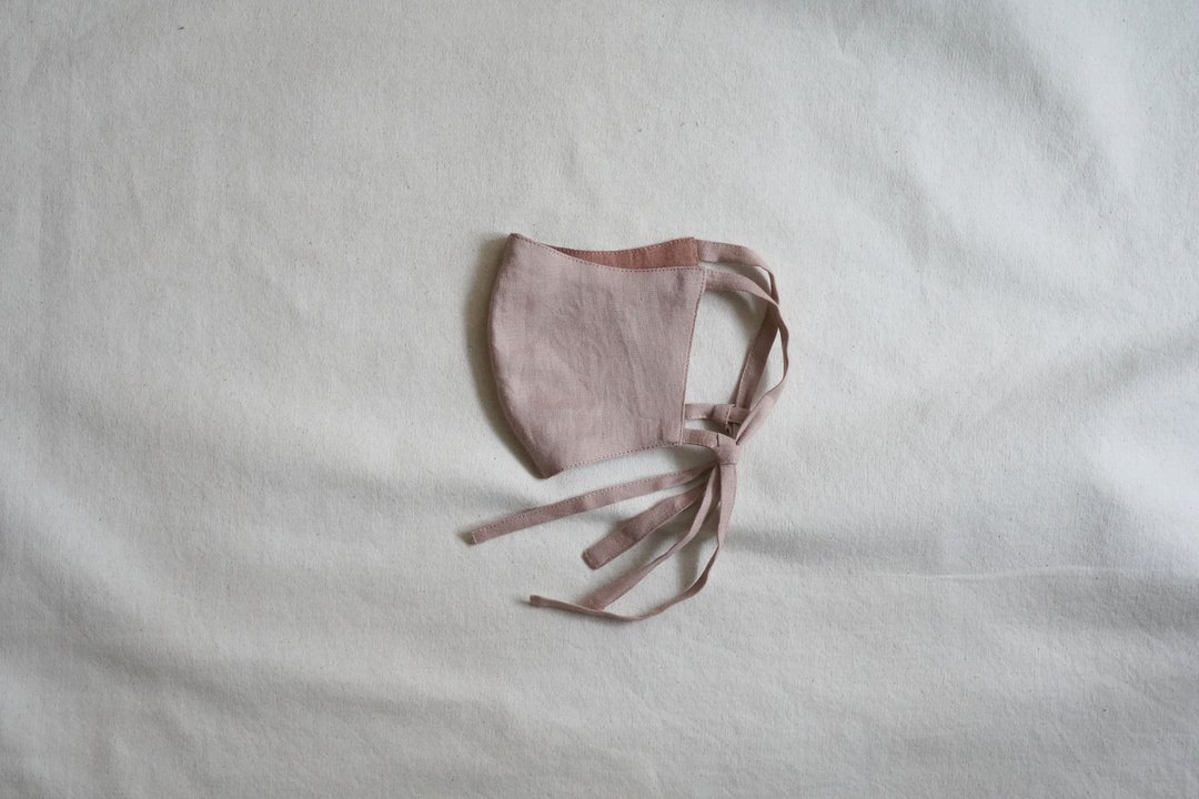 unisex mask | 双色绑带口罩 | 樱 x 珊 瑚 - 口罩 - 棉．麻 粉红色