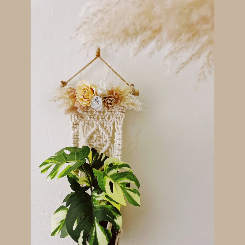 植物/扩香编织吊篮。明媚的夏日。macrame - 香薰/精油/线香 - 棉．麻 