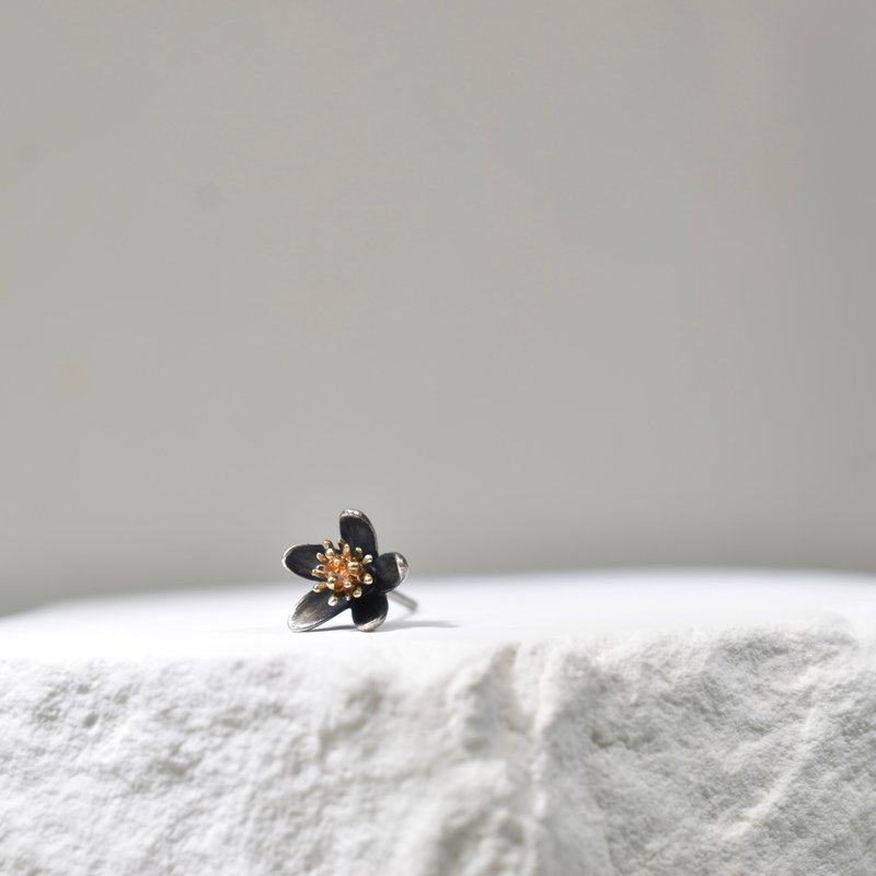 18k 925银 鎏金 橙花耳针 单边/一对 橘黄刚玉 - 耳环/耳夹 - 贵金属 橘色