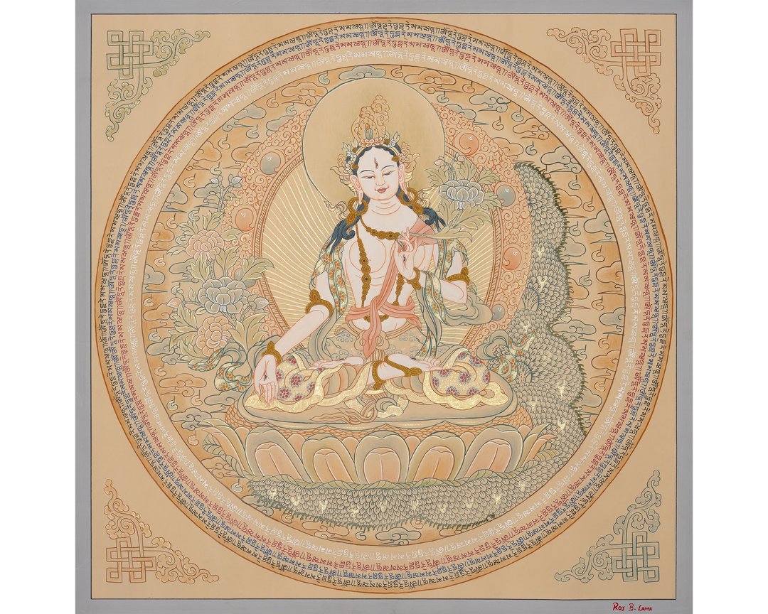 神圣白度母曼陀罗——纯净与护佑的真言唐卡 - 墙贴/壁贴 - 其他材质 多色
