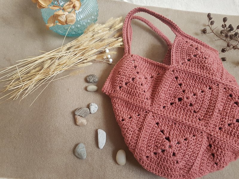 【女子购物宣言】散步手提袋/花砖包/随身提袋/现货/红砖 - 手提包/手提袋 - 棉．麻 多色