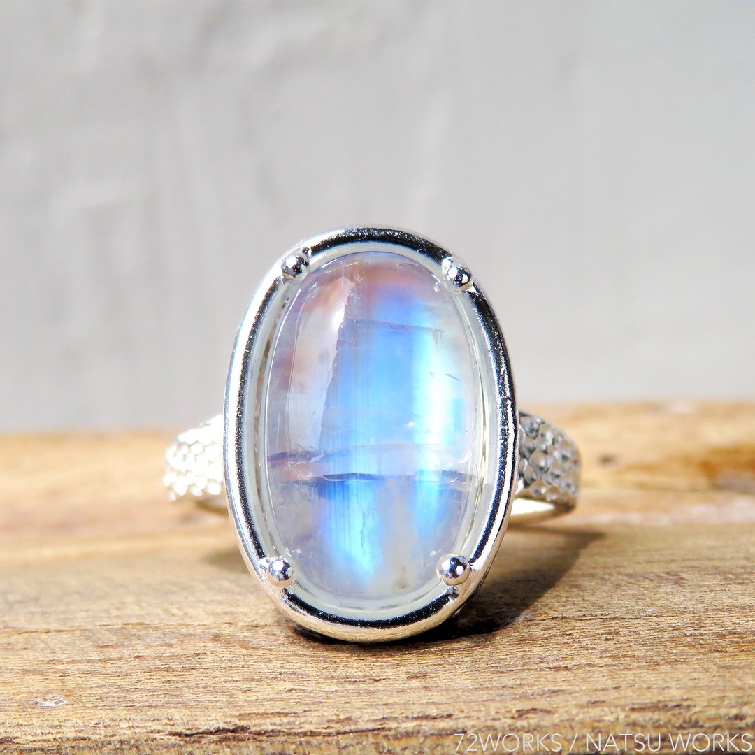 Cabochon Moonstone Ring - 戒指 - 宝石 蓝色