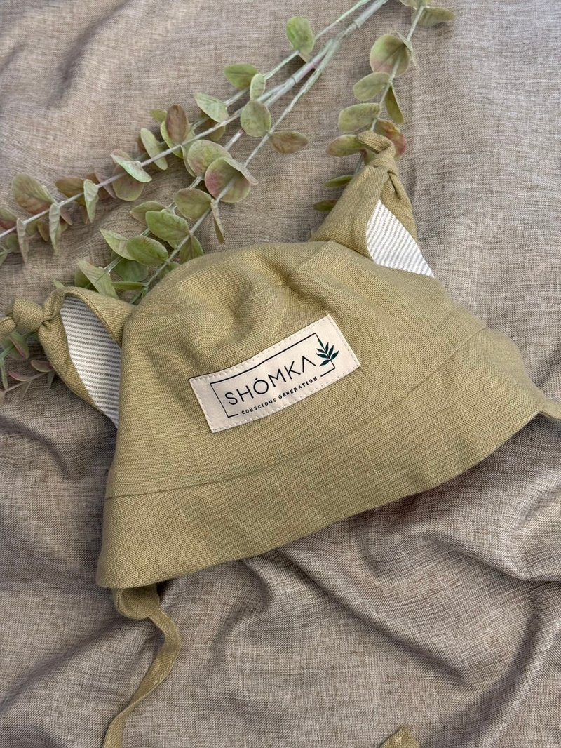 开心果山猫渔夫帽 - 童装上衣 - 亚麻 绿色