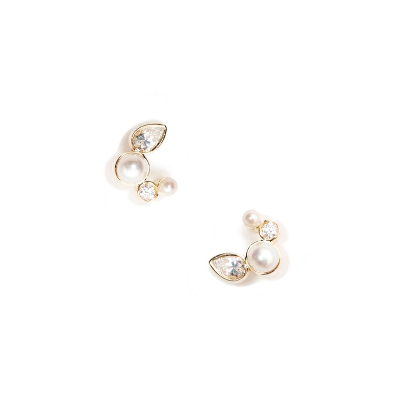 珍叶珍珠耳环 Foglia Pearl Earring (Pair) - 耳环/耳夹 - 珍珠 金色