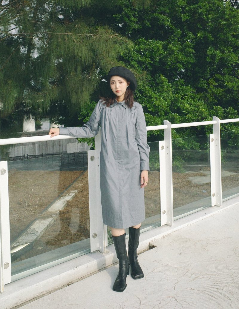UUIN   _ 蓝色衬衫风衣外套 - 女装休闲/机能外套 - 棉 蓝色
