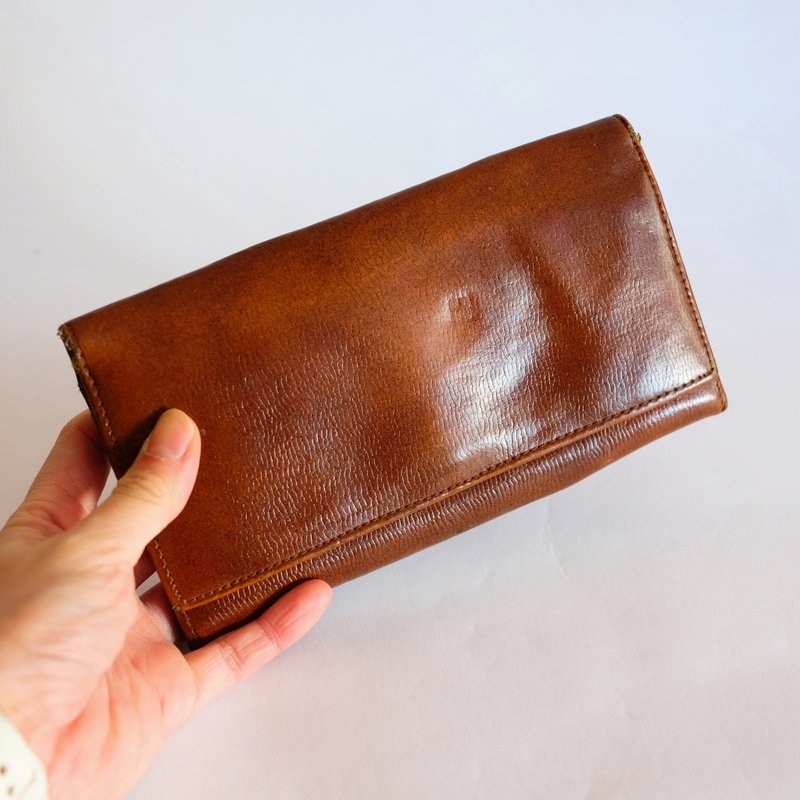 法国复古啡色长银包 - 皮夹/钱包 - 真皮 咖啡色