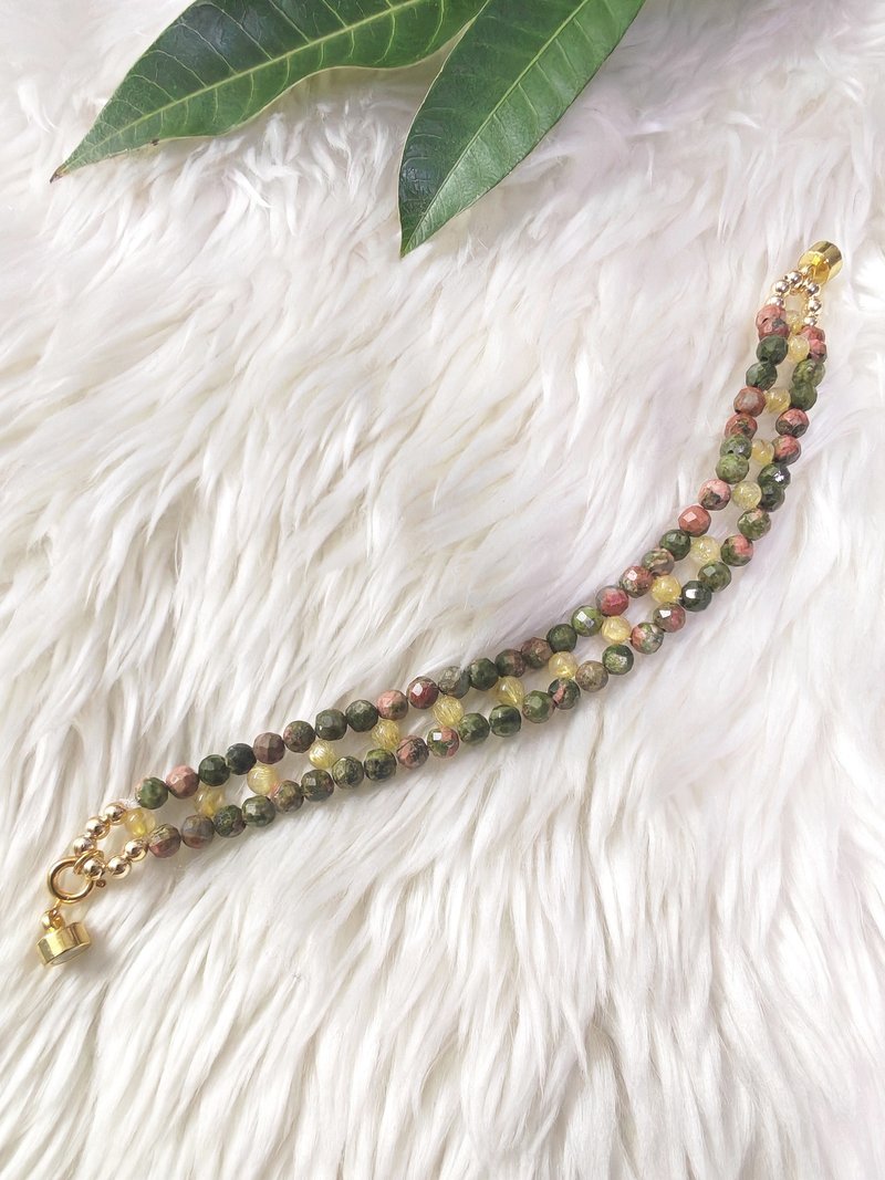 自然和谐 / 金红石水晶 & 绿帘石手链 - 手链/手环 - 石头 多色