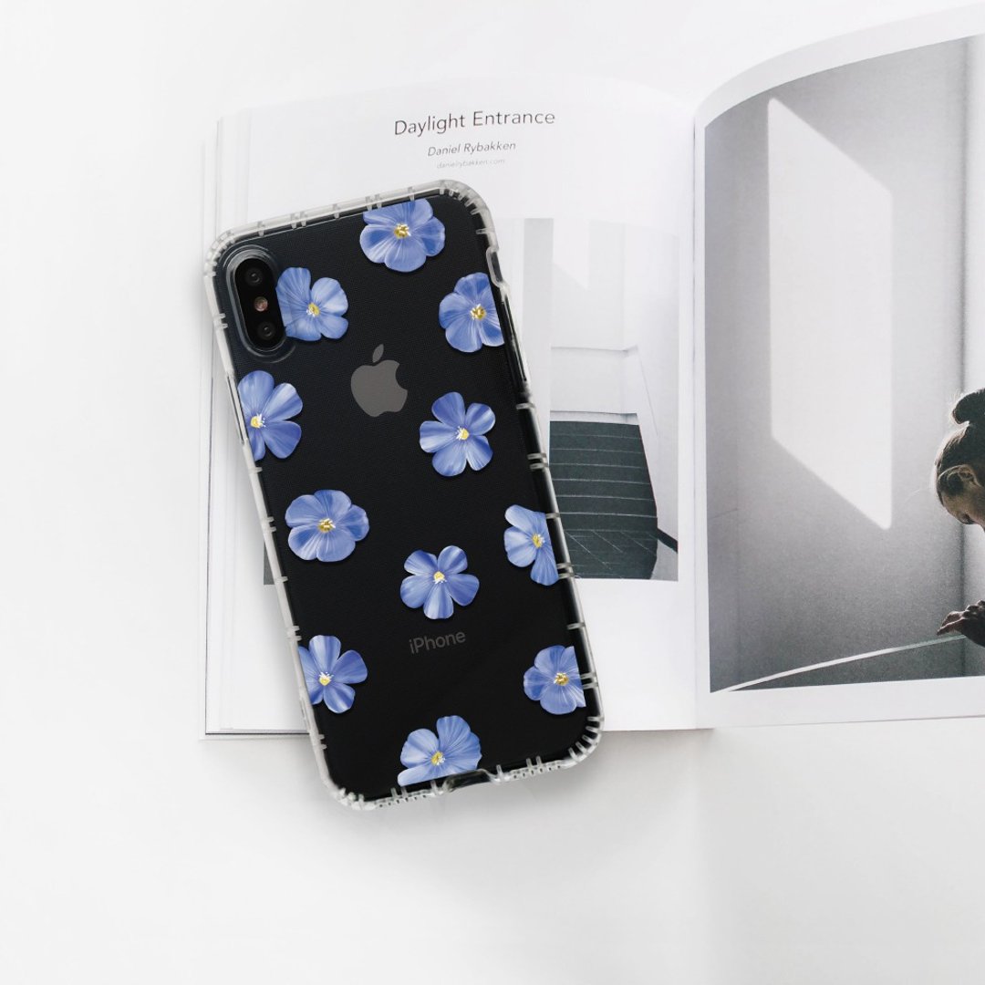iPhone 17/16 手机壳∣清新蓝色亚麻花 MagSafe 磁吸手机壳 - 手机壳/手机套 - 塑料 蓝色