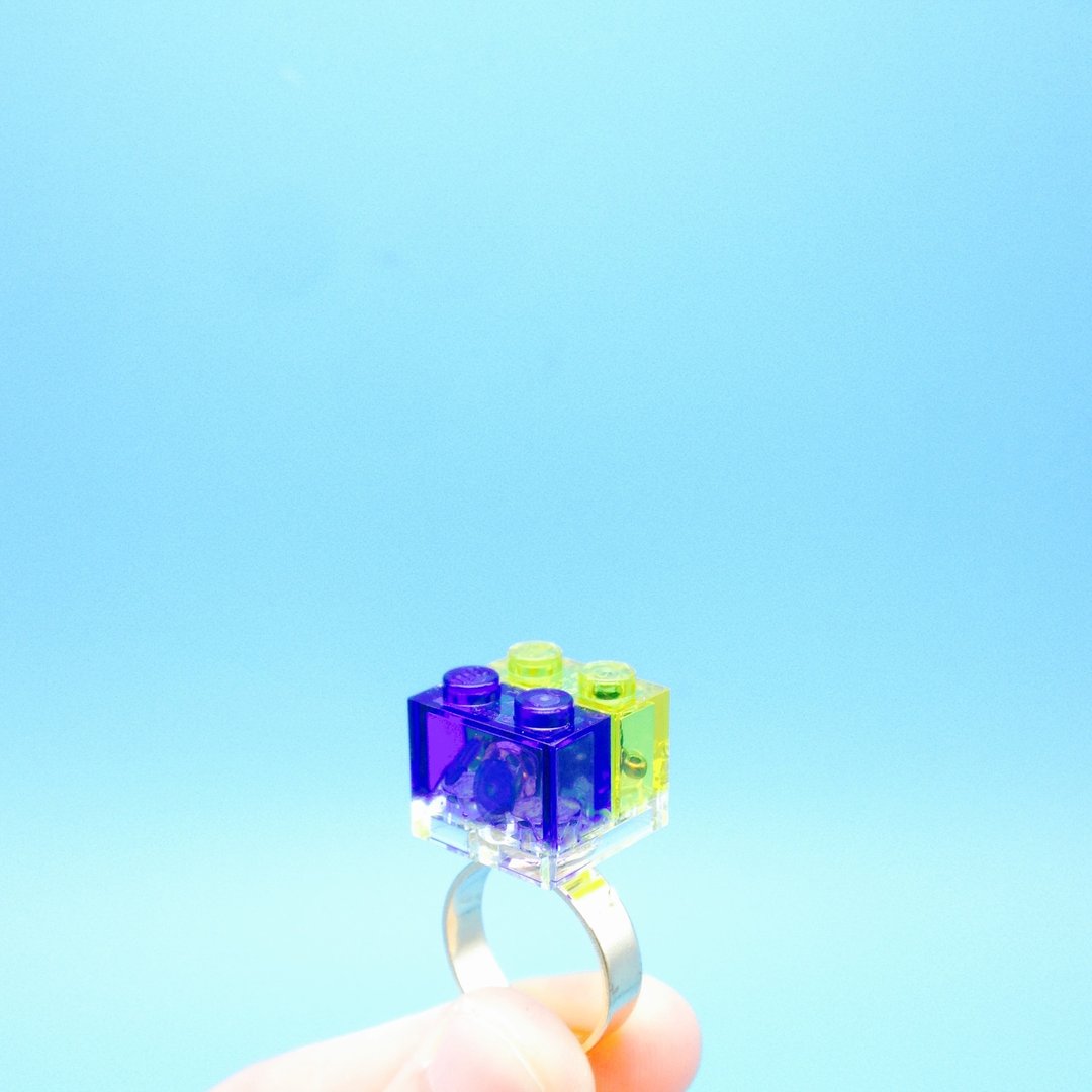 透明几何系列 限量 积木 多色 紫蓝 黄 彩色 透明 彩珠 戒指 - 戒指 - 其他材质 
