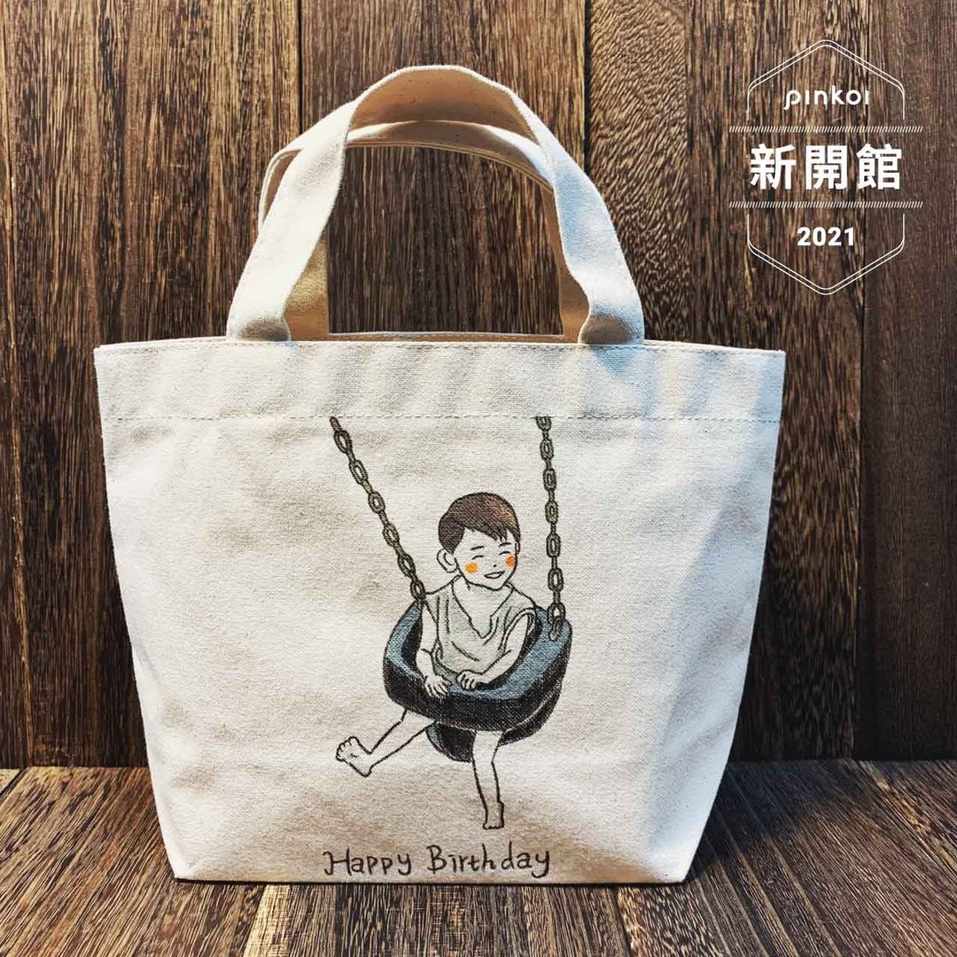 定制化  手绘  帆布  托特包 S号  似颜绘  人像画 礼物 情侣 - 手提包/手提袋 - 棉 白色