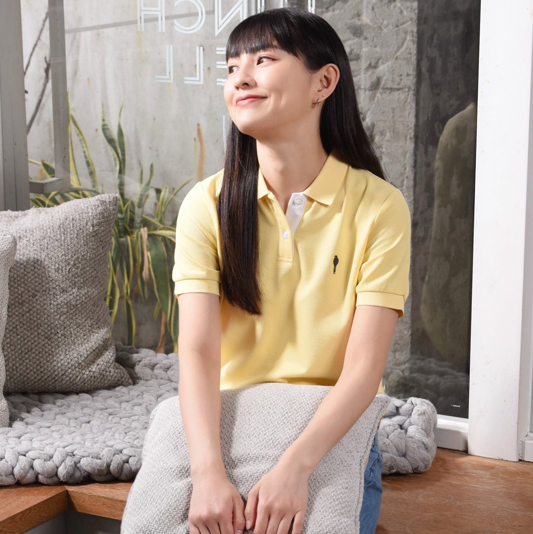 经典Polo∣跳色开襟蓝鹊电绣。3色都会休闲。透气亲肤 - 女装上衣 - 棉 
