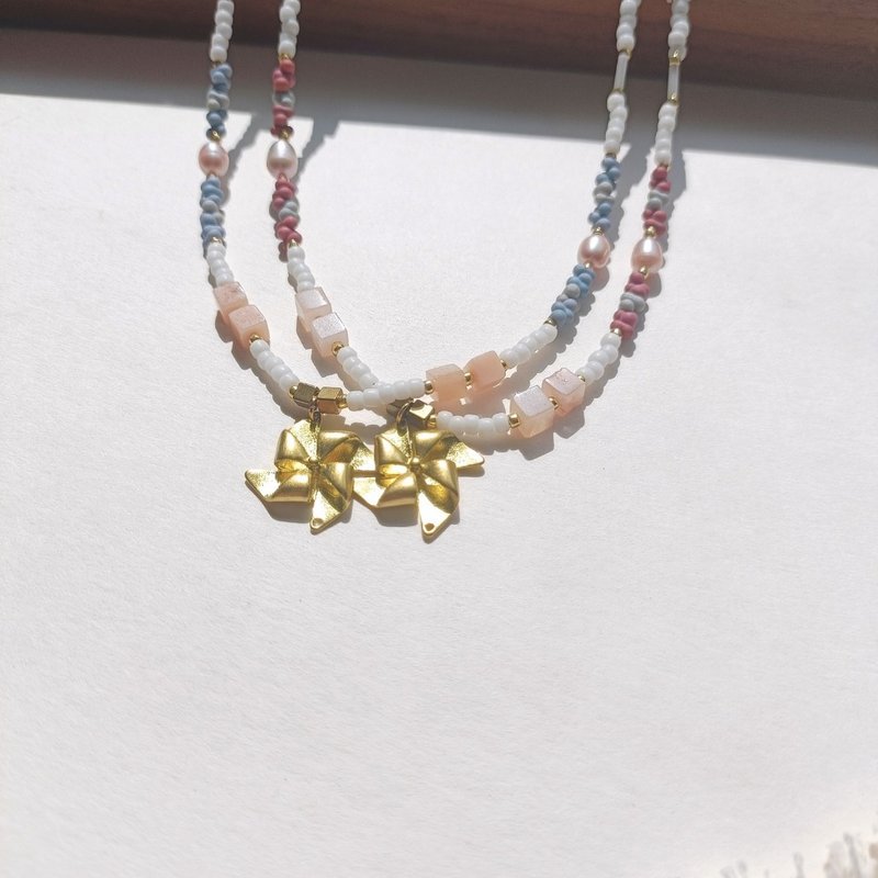 Moo Handmade_风起 - 项链 - 水晶 粉红色