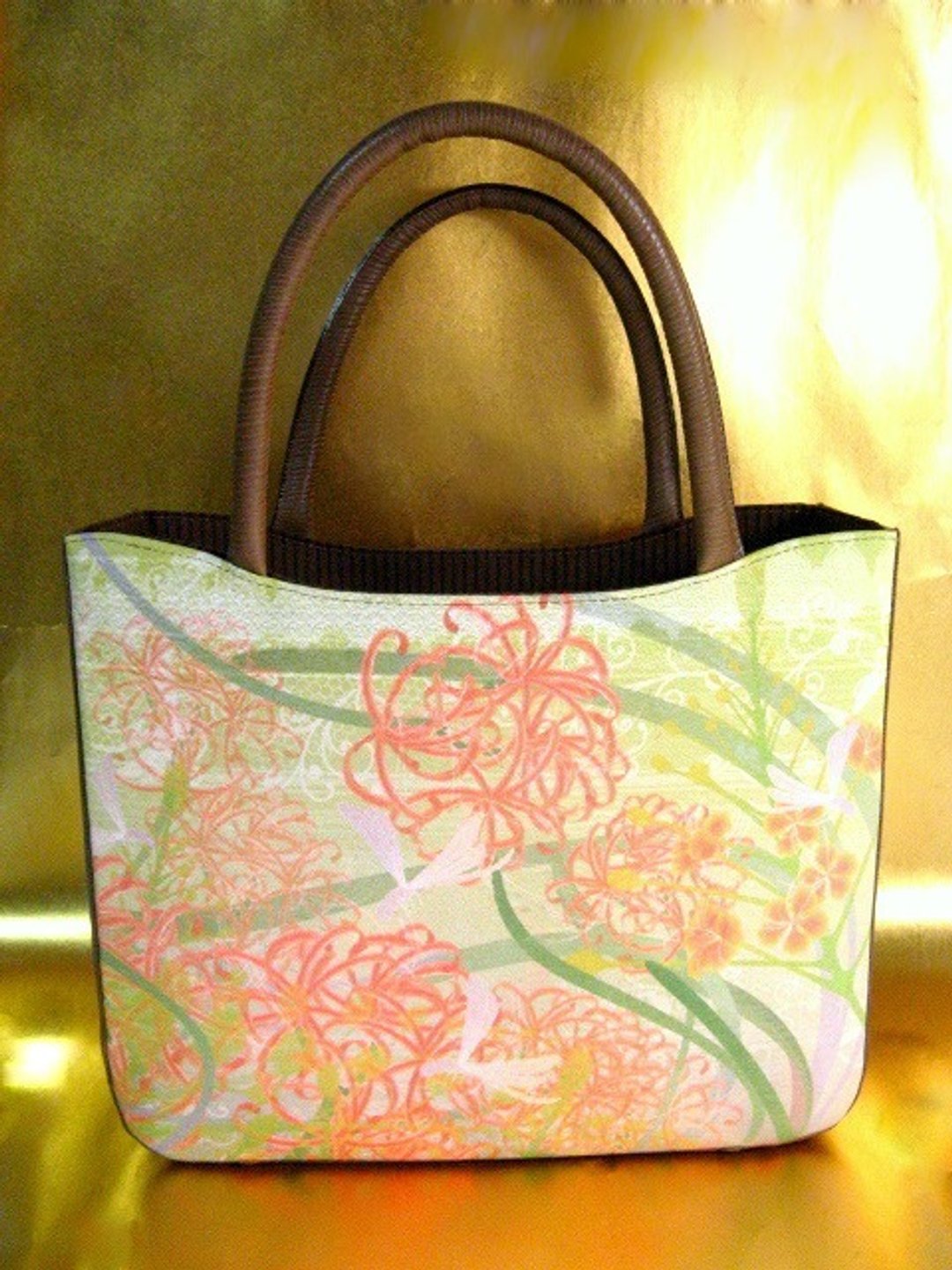 Higanbana (red spider lily) Handbag - 手提包/手提袋 - 真皮 绿色