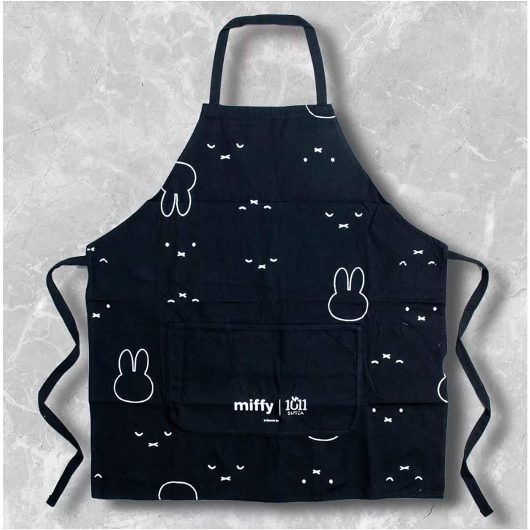 【Miffy】米菲黑白口袋工作围裙/米飞兔 - 围裙 - 其他材质 黑色