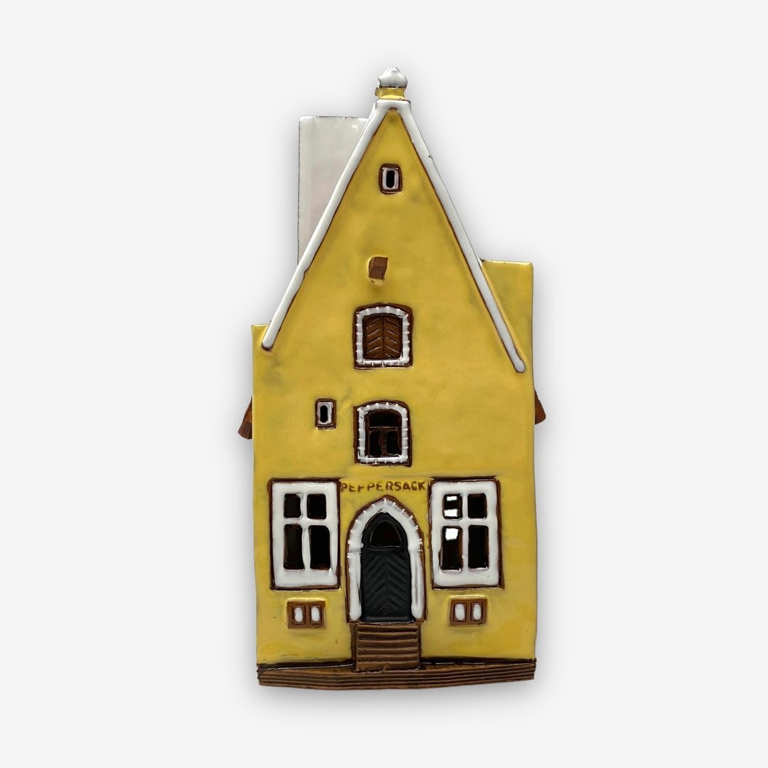 SOLO欧洲家居-手工陶瓷小屋 烛台 15cm 爱沙尼亚系列 - 蜡烛/烛台 - 陶 黄色