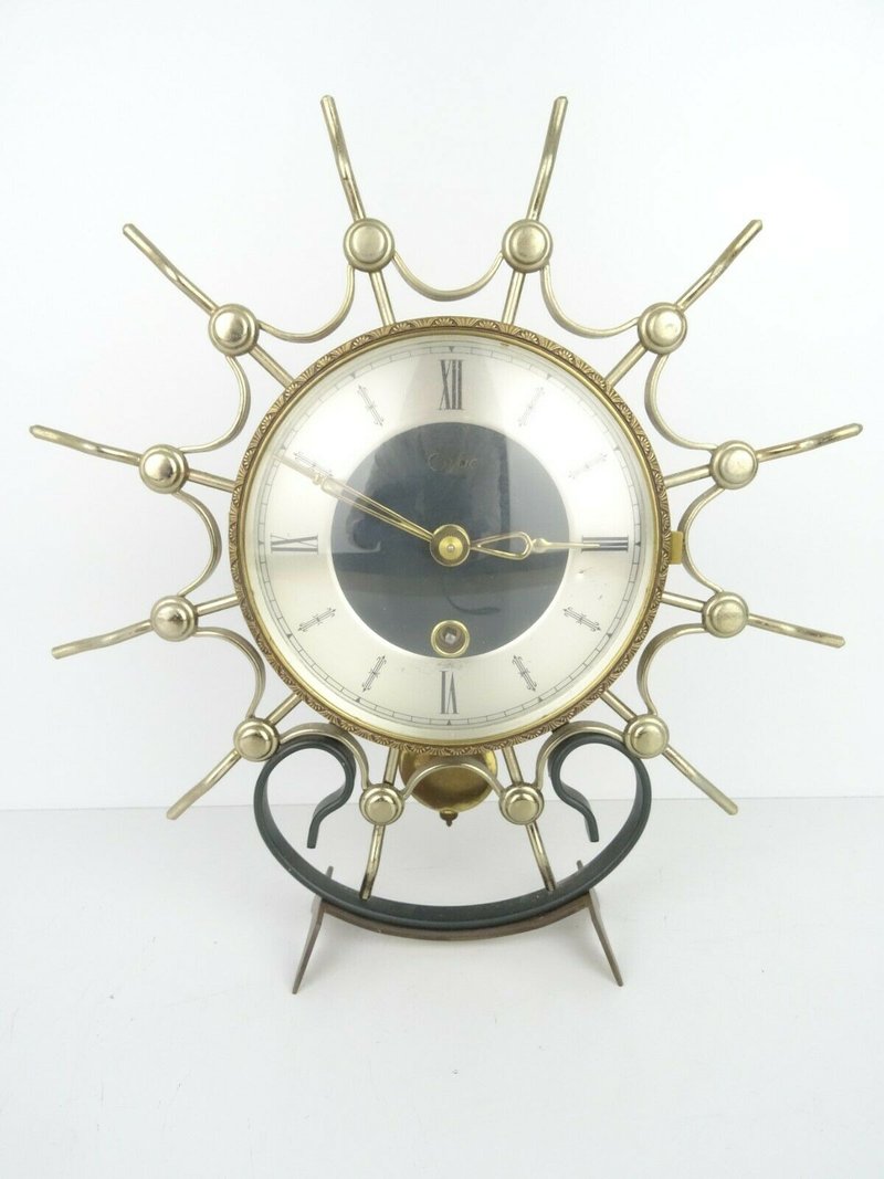 Vintage Antique Mantel Clock Art Deco Dutch ORFAC Shelf 8 day Mid Century - 时钟/闹钟 - 其他材质 银色
