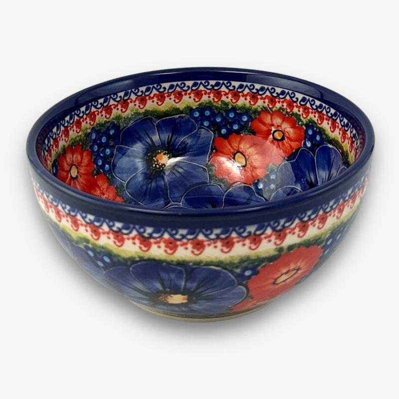 波兰手绘手工陶-大碗 16cm 赤蓝芳华系列 - 碗 - 陶 蓝色