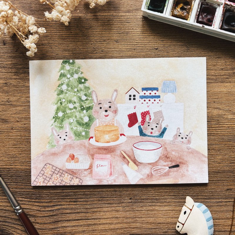 烤一个圣诞蛋糕 /绘本明信片 - 卡片/明信片 - 纸 