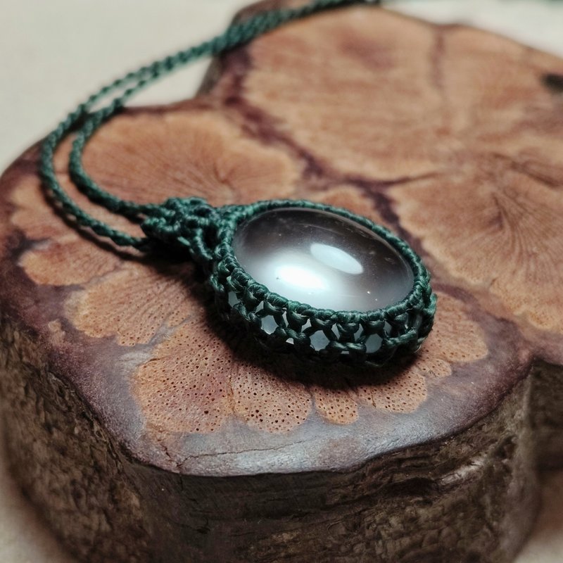 水沫玉 (钠长石) -纯粹系列/蜡线编织/项链可调整长度 - 项链 - 半宝石 白色