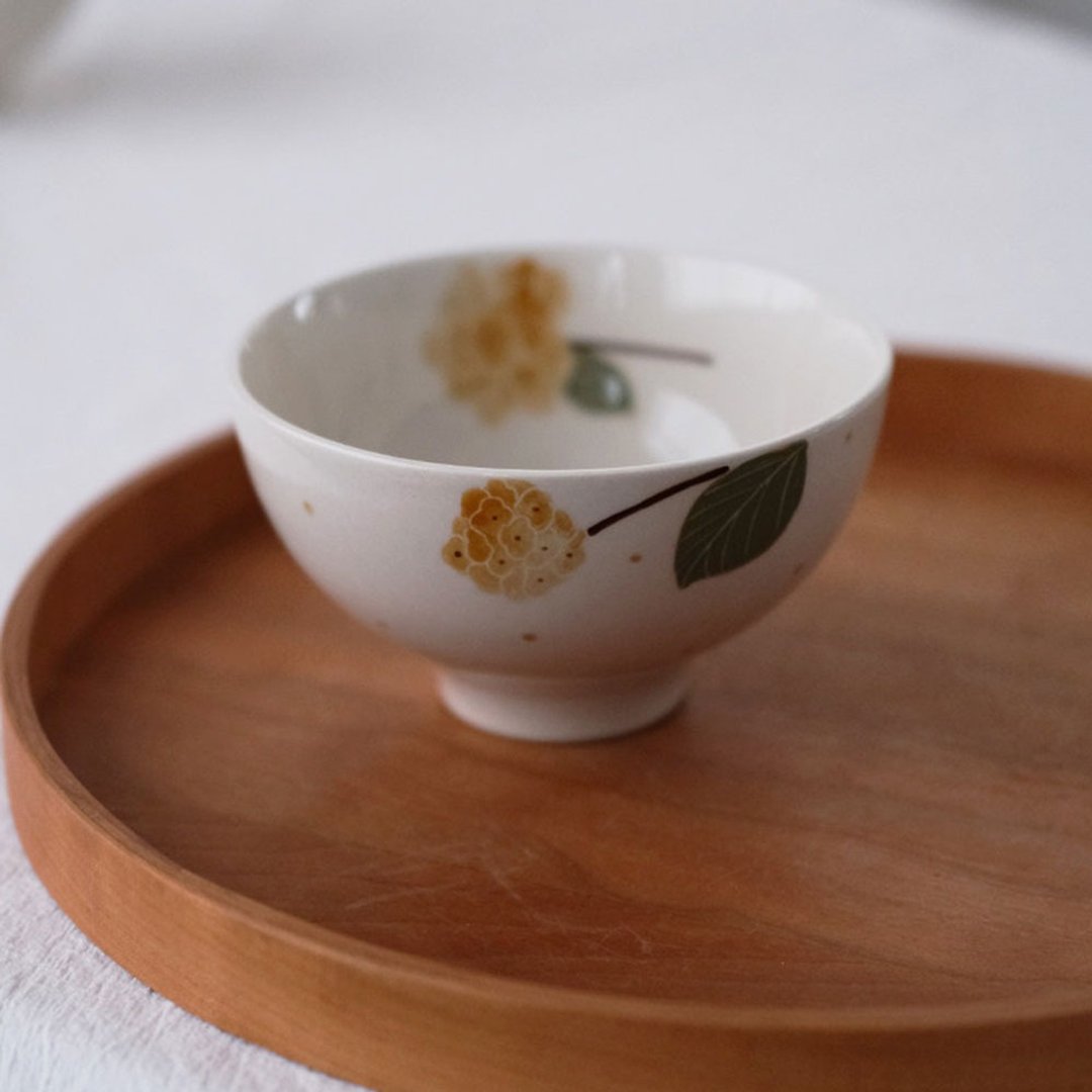日式繡球花陶瓷飯碗 / 可愛彩瓷小湯碗 / 高顏值家用 - 碗 - 瓷 橘色