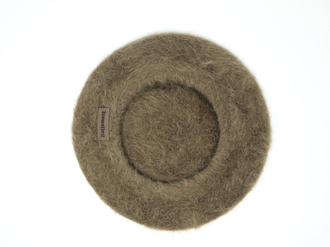 Beret Mohair Knit Hat Hat Hat Cap Fashionable Mokomoko Fluffy BR (M) - 帽子 - 羊毛 多色