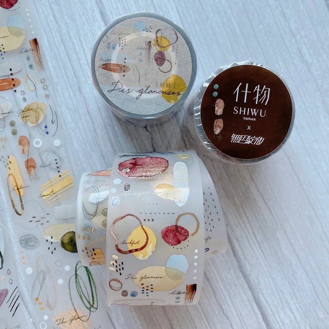 拾穗 雾面白墨 PET 纸胶带 - 纸胶带 - 塑料 多色
