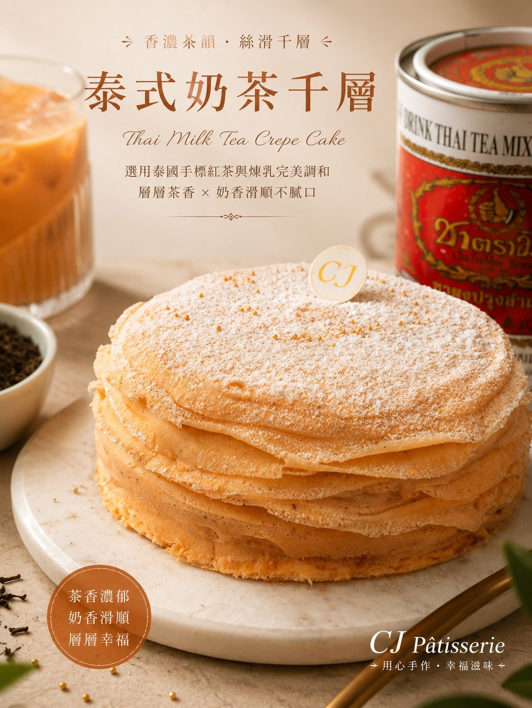 泰式奶茶千层蛋糕 - 蛋糕/甜点 - 新鲜食材 卡其色