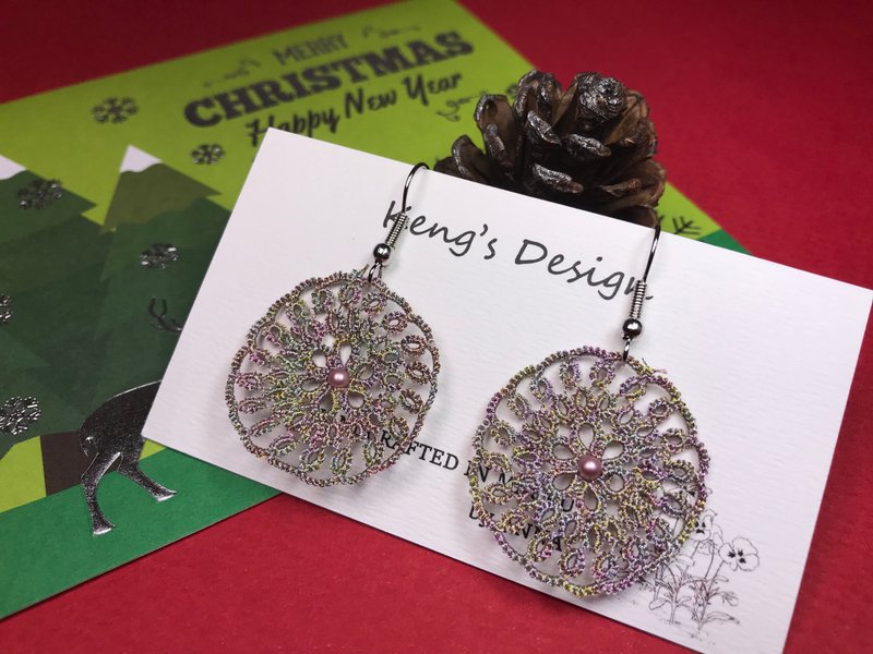 捕梦网耳环(幻彩色) / 手织蕾丝 / 礼物 / Swarovski / 定制化 - 耳环/耳夹 - 聚酯纤维 多色