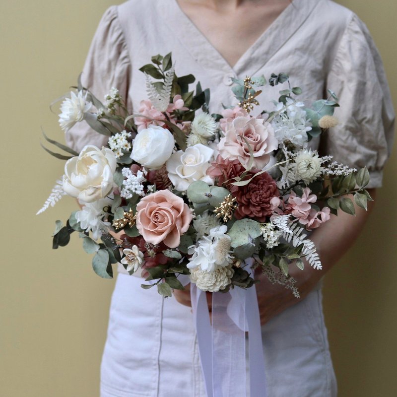 【遇见恒久】天使的耳语永生玫瑰捧花 可加购礼盒 共3款 - 干燥花/捧花 - 植物．花 