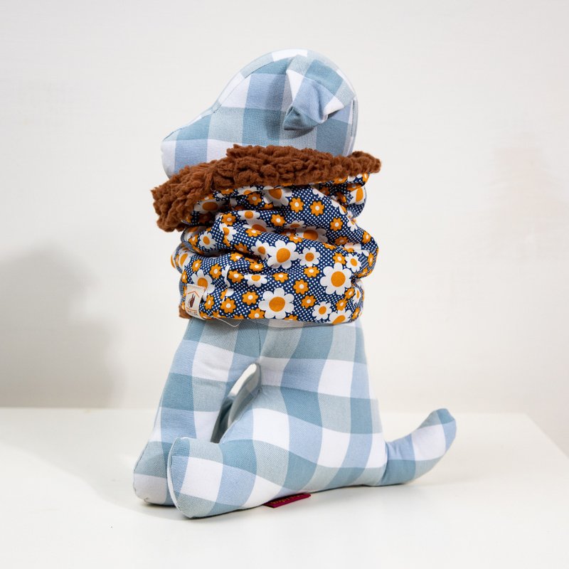 心暖暖毛孩脖围  棕色小白花 配 棕色绒毛 - 衣/帽 - 棉．麻 