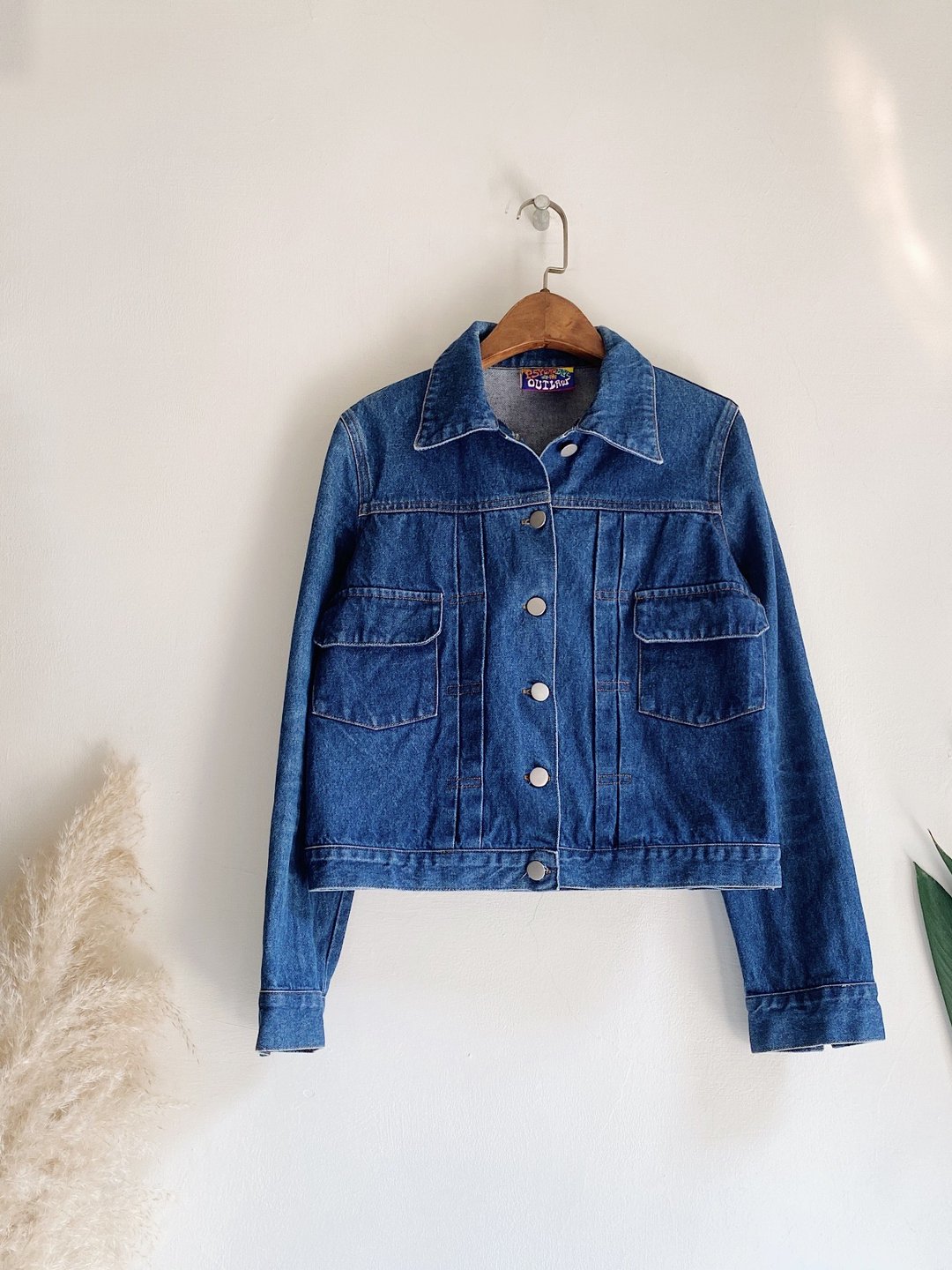 海蓝俐落率性短版工作版型 古着翻领棉质牛仔外套 vintage coat - 女装休闲/机能外套 - 棉．麻 蓝色