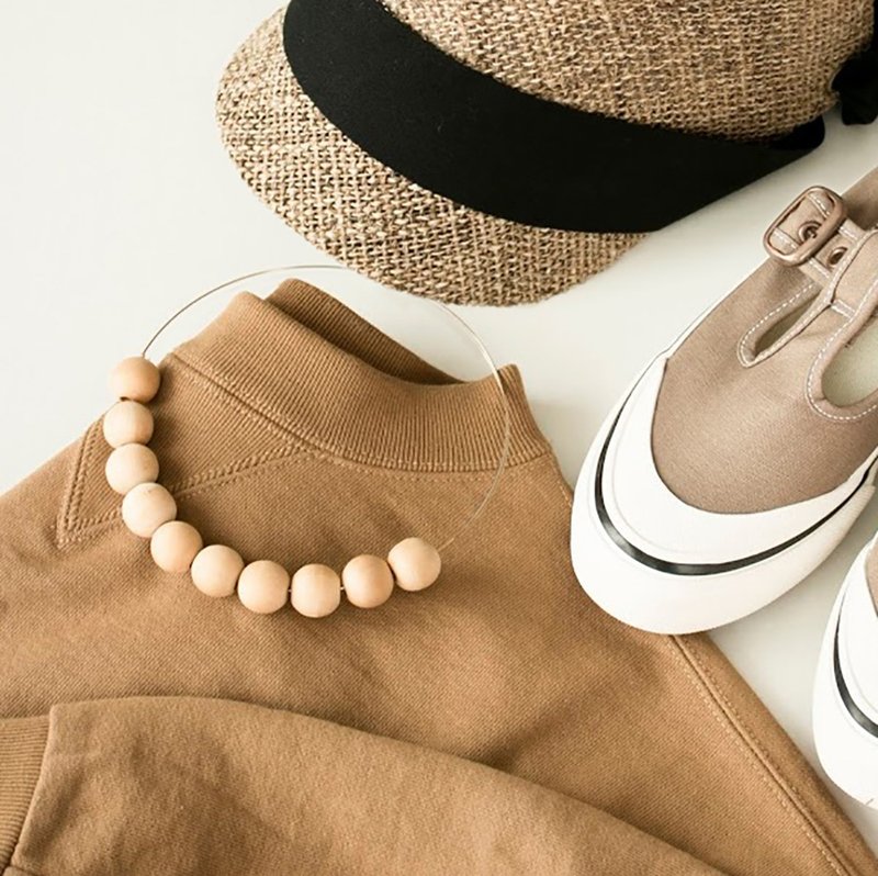 Wood beads necklace - 项链 - 木头 卡其色