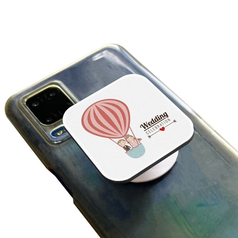 婚礼正方形气囊手机架 粉白热气球Wedding款 客制化礼物 手机支架 - 手机座/防尘塞 - 塑料 多色