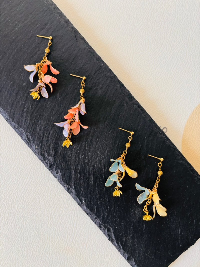 【沐光森语】水晶花耳环 - 耳环/耳夹 - 其他材质 多色