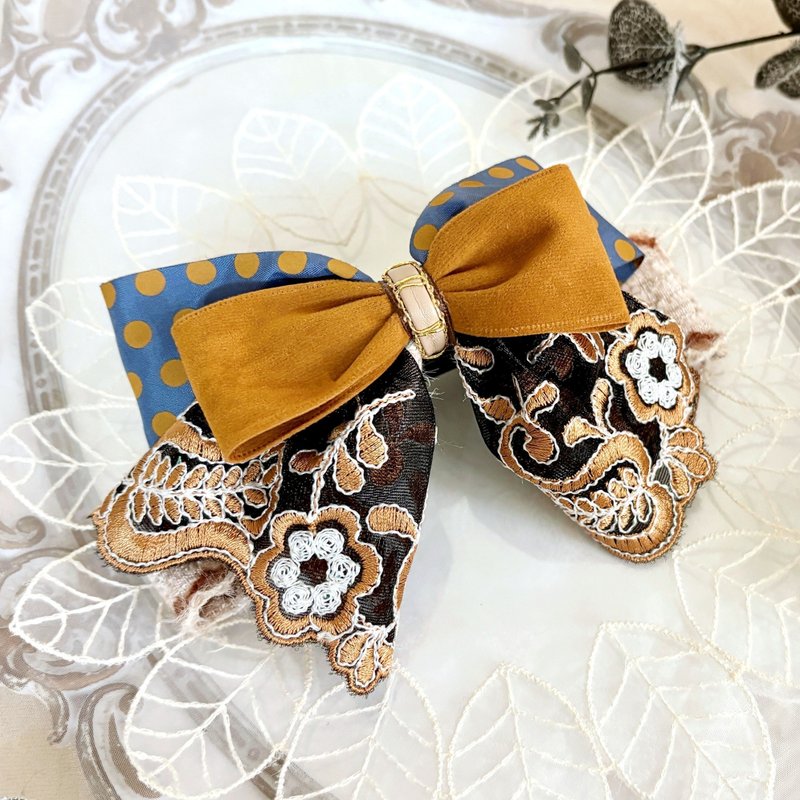 多层蕾丝蝴蝶结发夹 马尾夹 发圈 抓夹 弹夹 自动夹 鲨鱼夹 边夹 - 发饰 - 其他材质 咖啡色