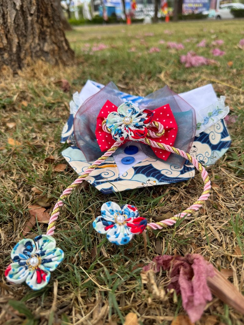 UMI Clothes  冲浪猫咪绅士领巾 - 衣/帽 - 棉．麻 蓝色