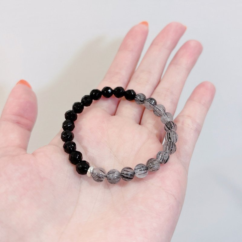 (专属订制款) 切面黑碧玺 黑发晶 纯银 手链 - 手链/手环 - 水晶 