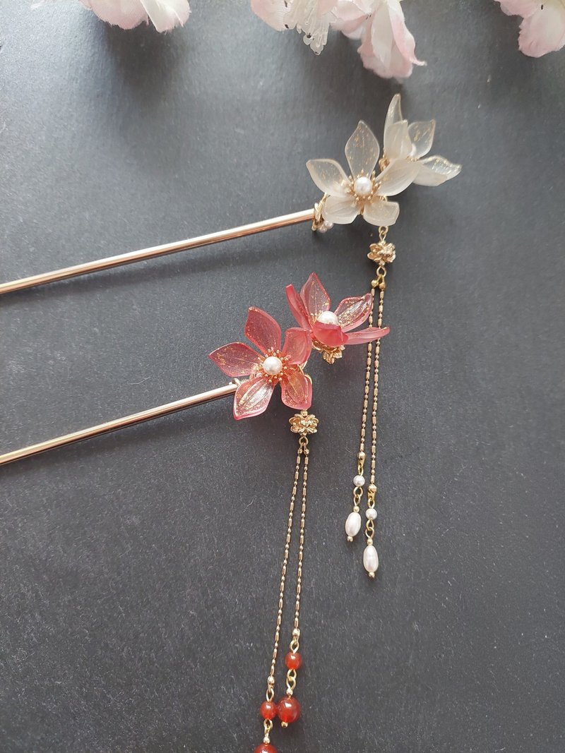 拢云阁－缀玉 古典风格发簪步摇 - 发饰 - 铜/黄铜 