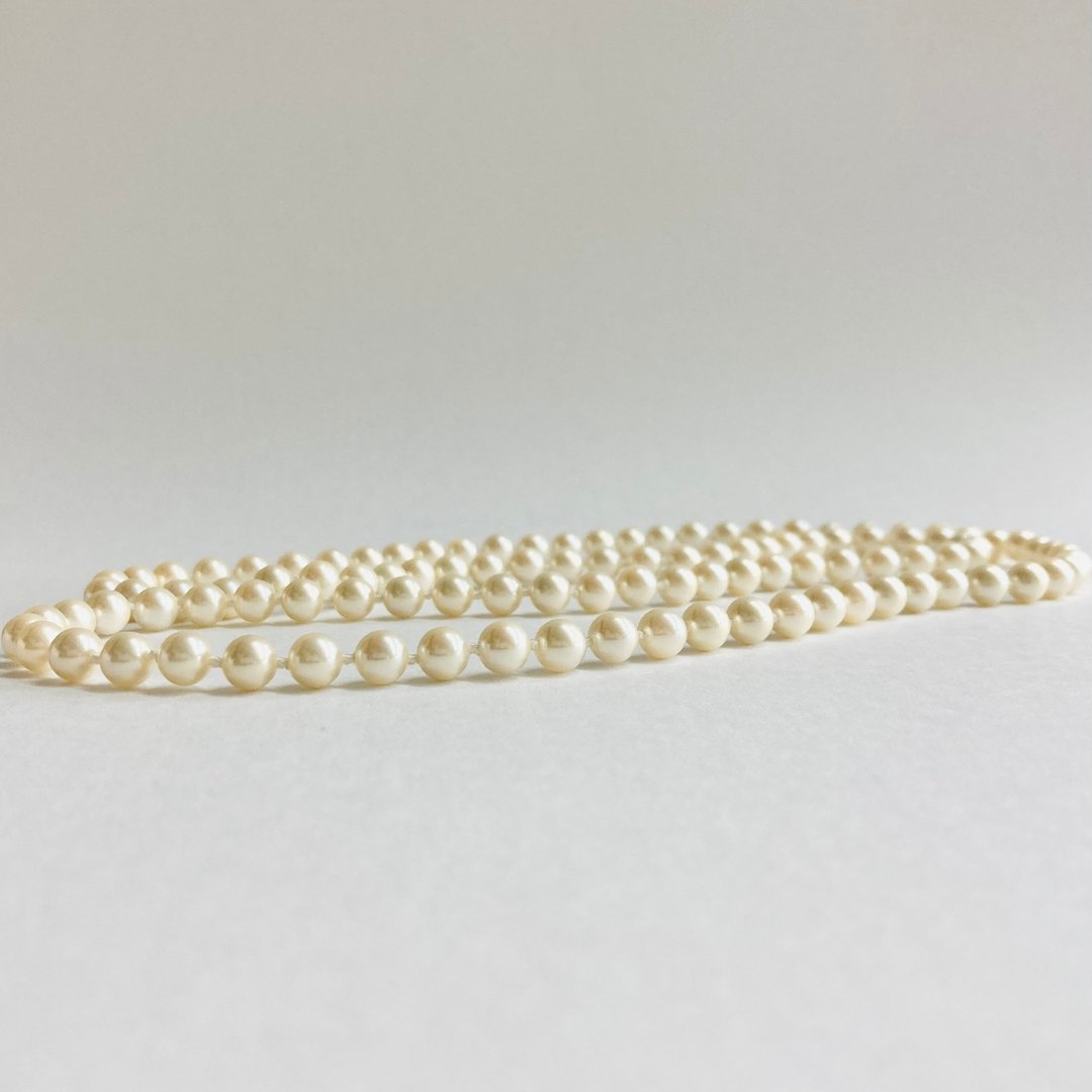 贝壳珍珠全结珠歌剧院式项链 / 约6.5mm 约80cm / 无扣式 / 奶油双色 / R / 日本制造 - 项链 - 贝壳 金色