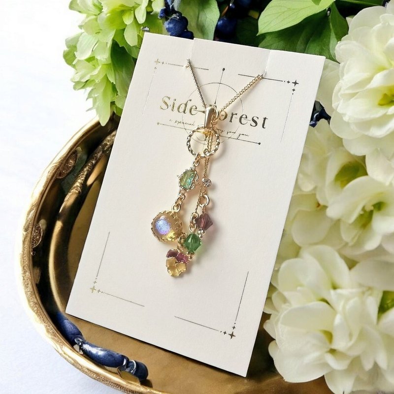 三色堇 季节的辉映系列 Side*Forest 原创玻璃 - 项链 - 玻璃 黄色