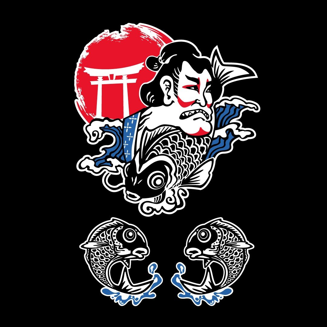 浮世绘 鲤鱼 鸟居 日式风格 武士 反光贴纸 高质感 防水车贴 - 贴纸 - 防水材质 