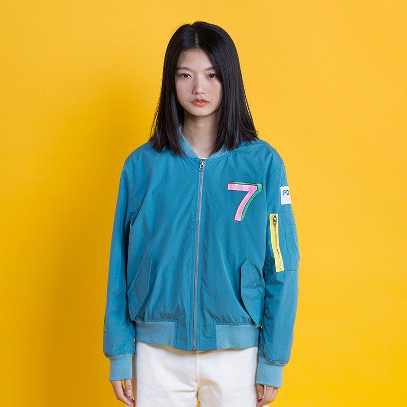 POP系列 夹克-MA1蓝绿 - 女装休闲/机能外套 - 棉．麻 蓝色