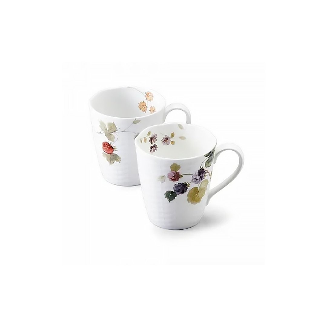 日本NARUMI 幸福果实骨瓷马克杯-2入-370ml - 咖啡杯/马克杯 - 瓷 白色