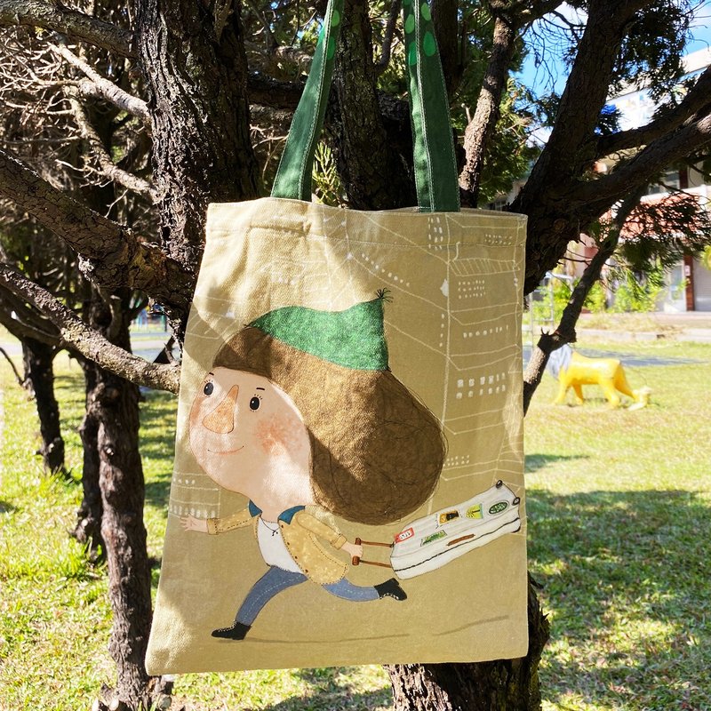 Dolly(朵力)可以重复使用的提袋 F款 (奶茶色) - 手提包/手提袋 - 棉．麻 卡其色