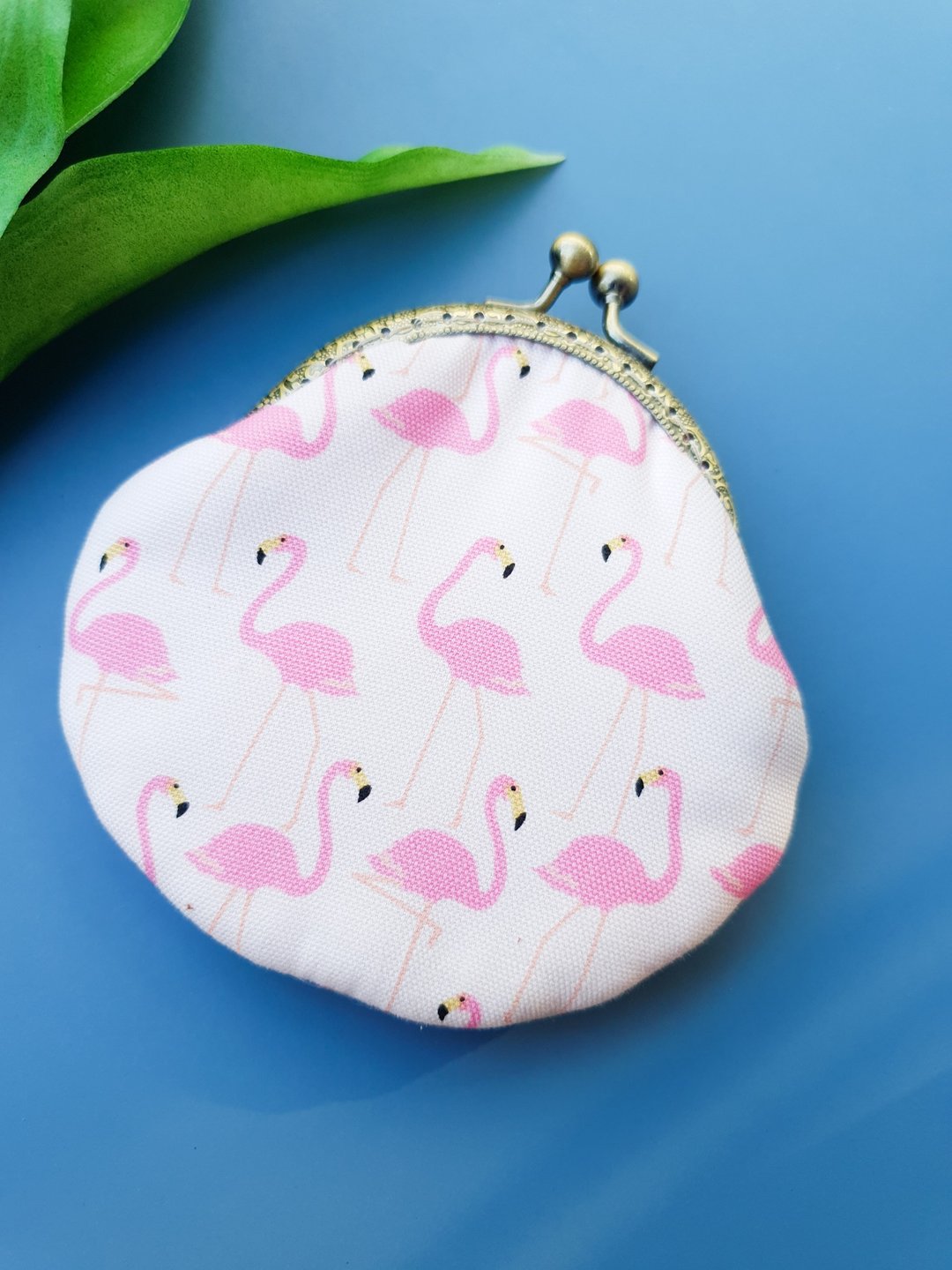 Metal frame coin purse - flamingo - Kisslock pouch / Clasp wallet - 零钱包 - 棉 