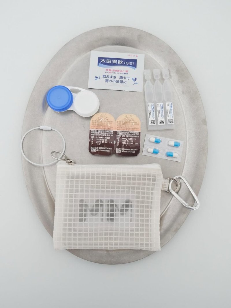 韩国品牌 MINMIN 附钥匙圈挂环 网状防泼水零钱包 - 白 - 零钱包 - 尼龙 白色