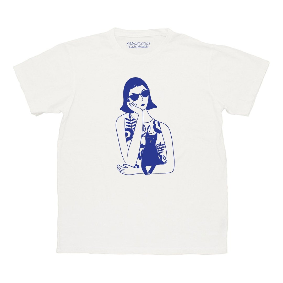 Bored lady t-shirt - 女装 T 恤 - 棉．麻 蓝色
