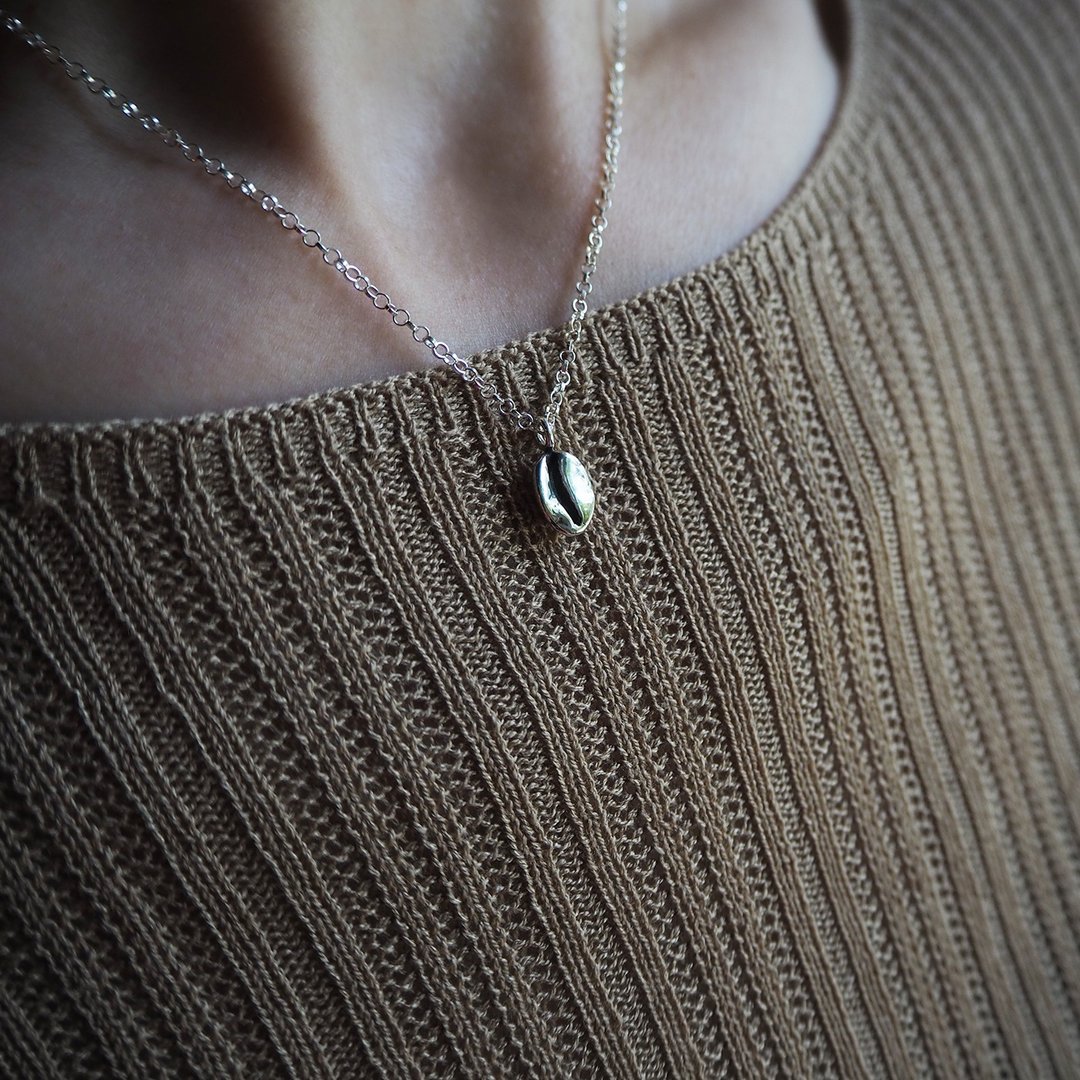 coffee bean necklace fm_咖啡豆项链 公平贸易 公平采矿金属 - 项链 - 银 银色