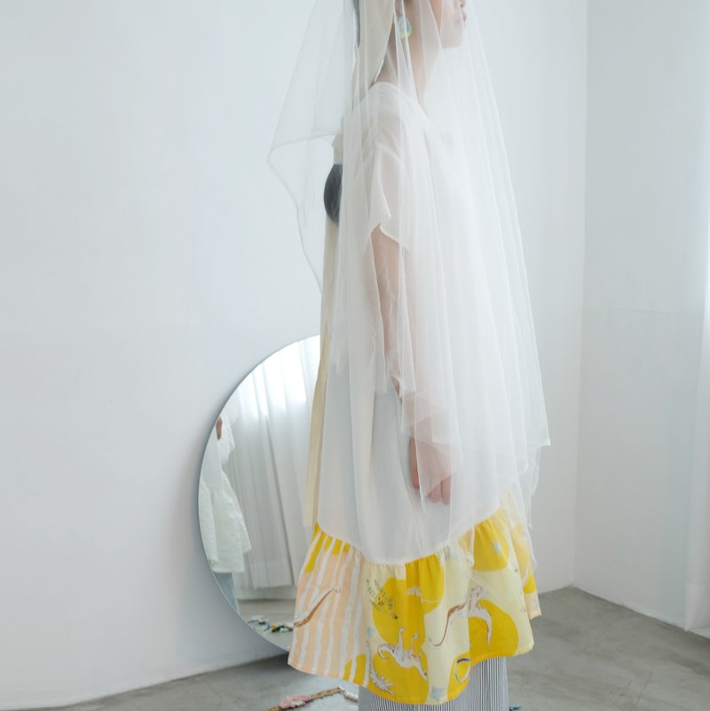 海月透洋装│ 恐龙 - 洋装/连衣裙 - 棉．麻 黄色